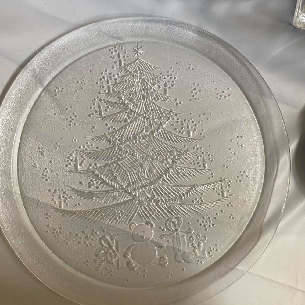 Clear Glass Christmas Tree Plate